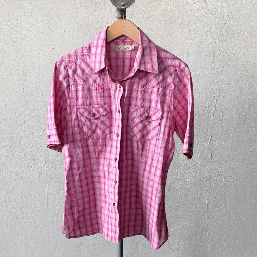 Rockies Pink Pearlsnap Western Shirt Womens Medium